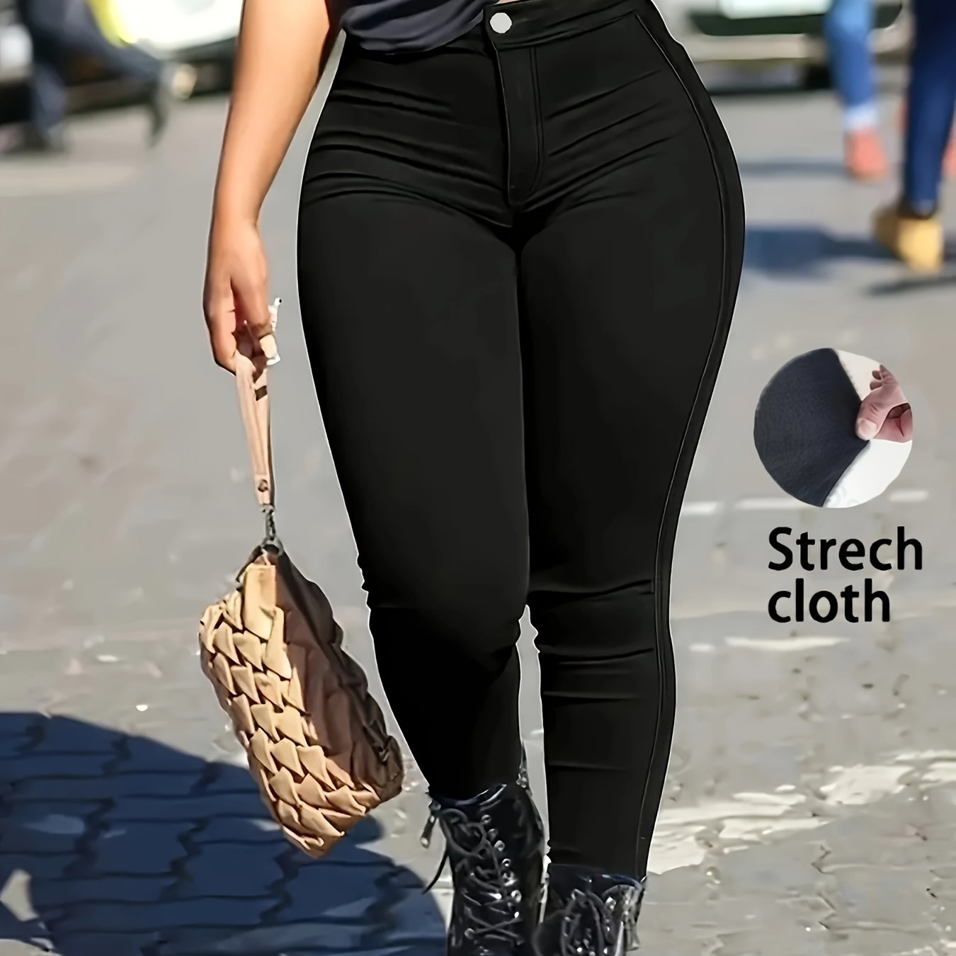 Women’s Stretch Skinny Jeans – Button Detail, Fall/Winter - Lunavitae
