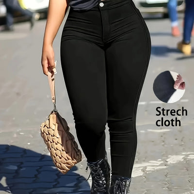 Women’s Stretch Skinny Jeans – Button Detail, Fall/Winter - Lunavitae