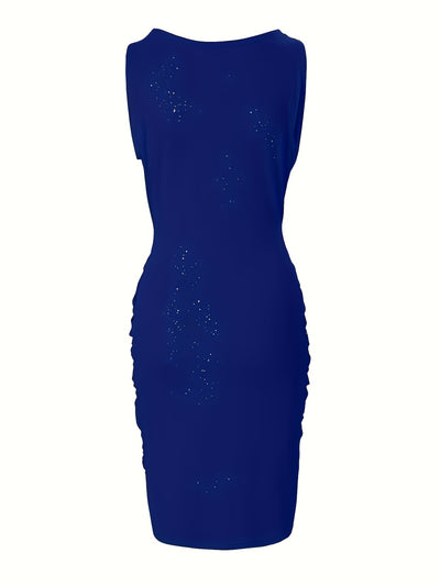 Sleeveless Pleated Party Dress – Elegant Fit & Flare - Lunavitae