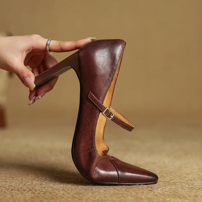 Emily Genuine Leather Heels - Lunavitae