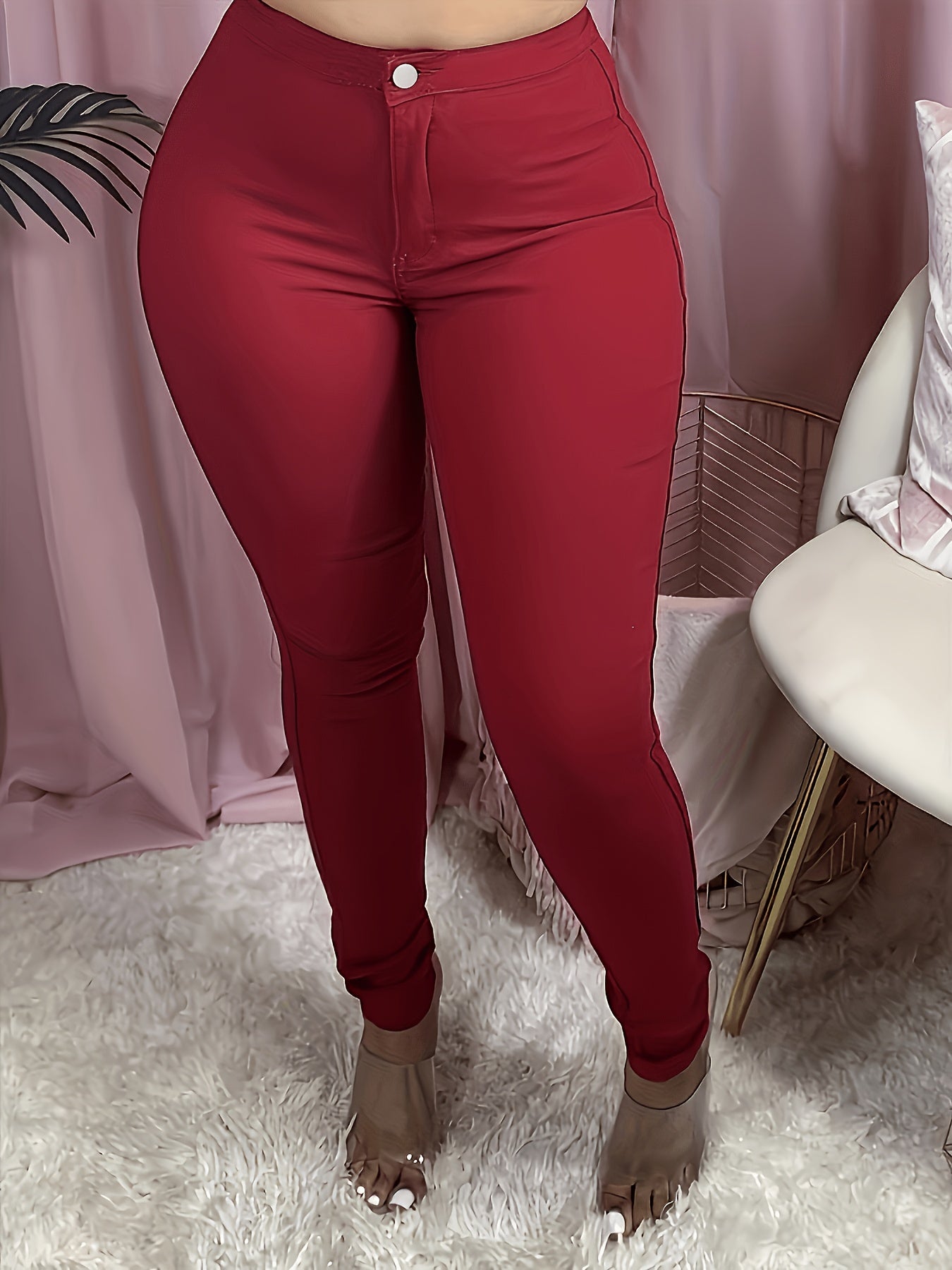 Women’s Stretch Skinny Jeans – Button Detail, Fall/Winter - Lunavitae