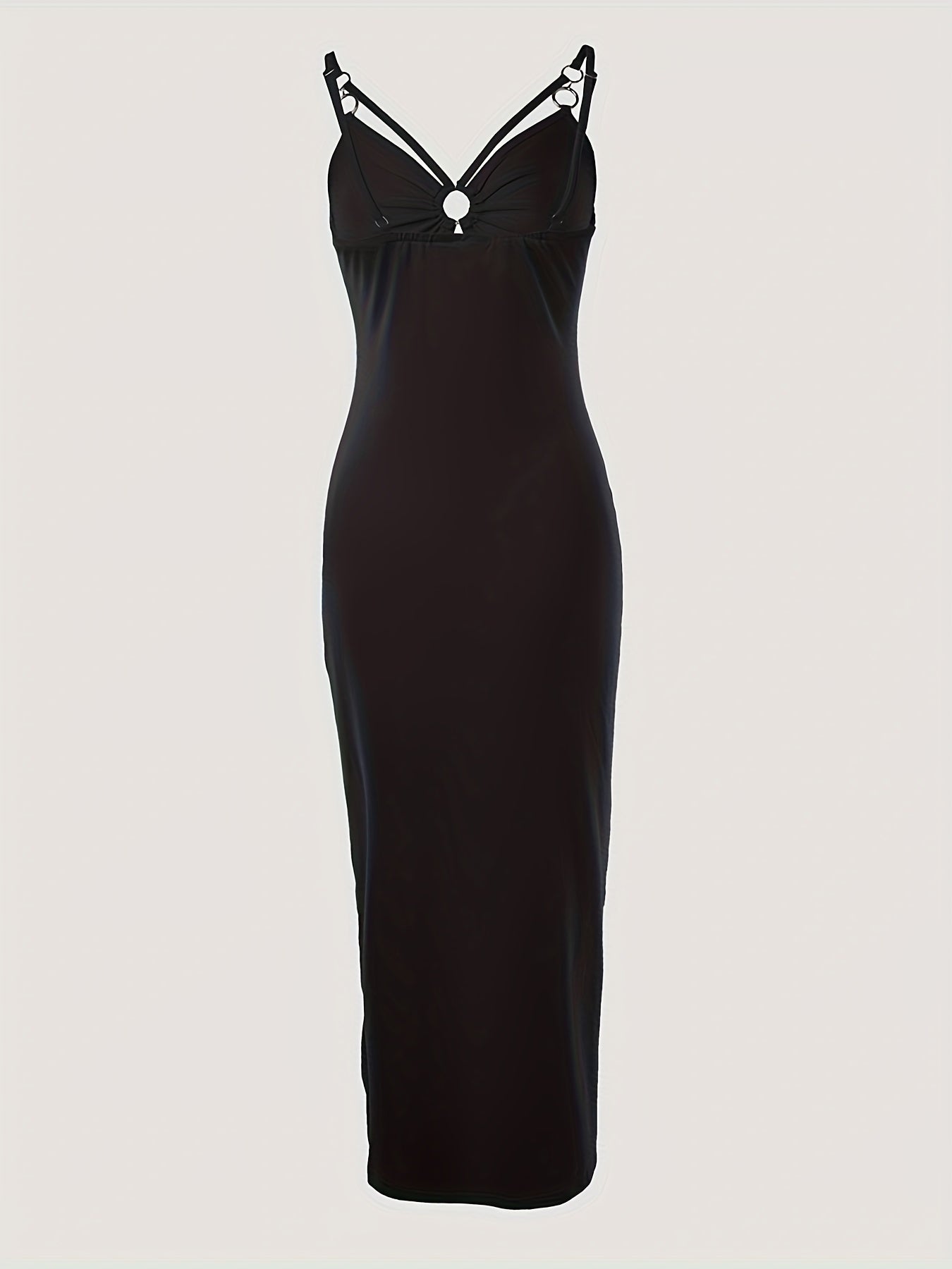 Ruched Cami Dress – Sleeveless, Slit, Hollow-Out - Lunavitae