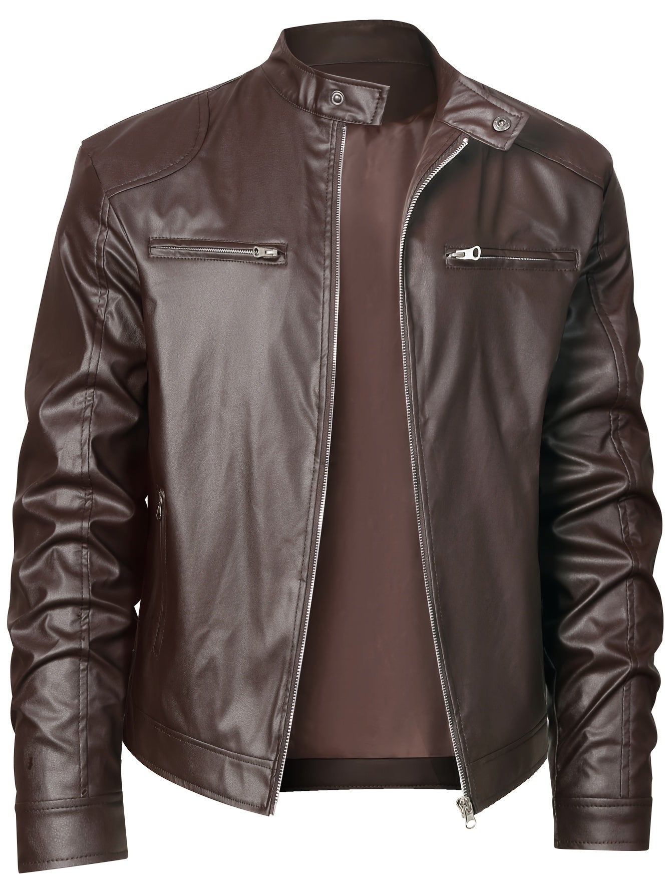 Men’s Stand Collar Windproof Motorcycle Jacket - Lunavitae