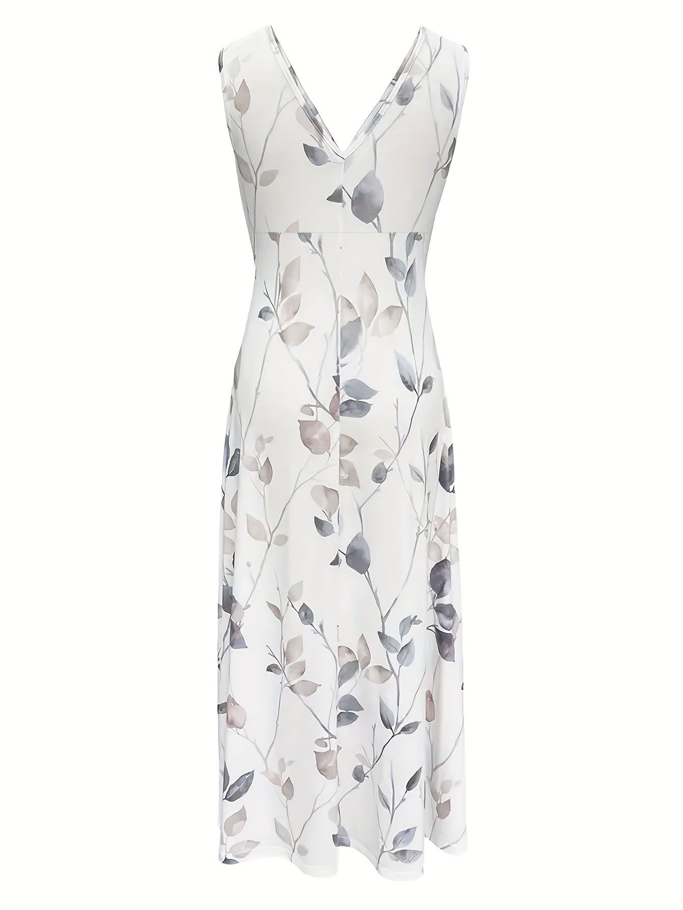 Floral V-Neck Midi Dress – Sleeveless, Flowy Skirt - Lunavitae