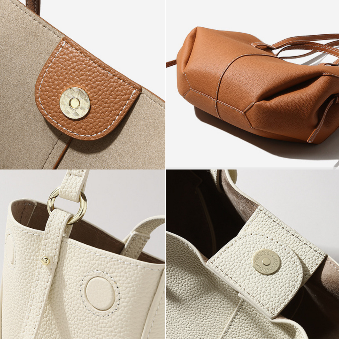 Textured Soft Leather Shoulder Bag
