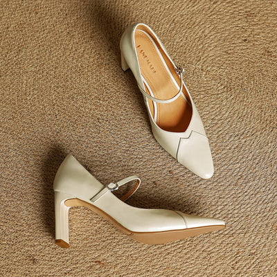 Emily Genuine Leather Heels - Lunavitae