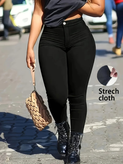 Women’s Stretch Skinny Jeans – Button Detail, Fall/Winter - Lunavitae
