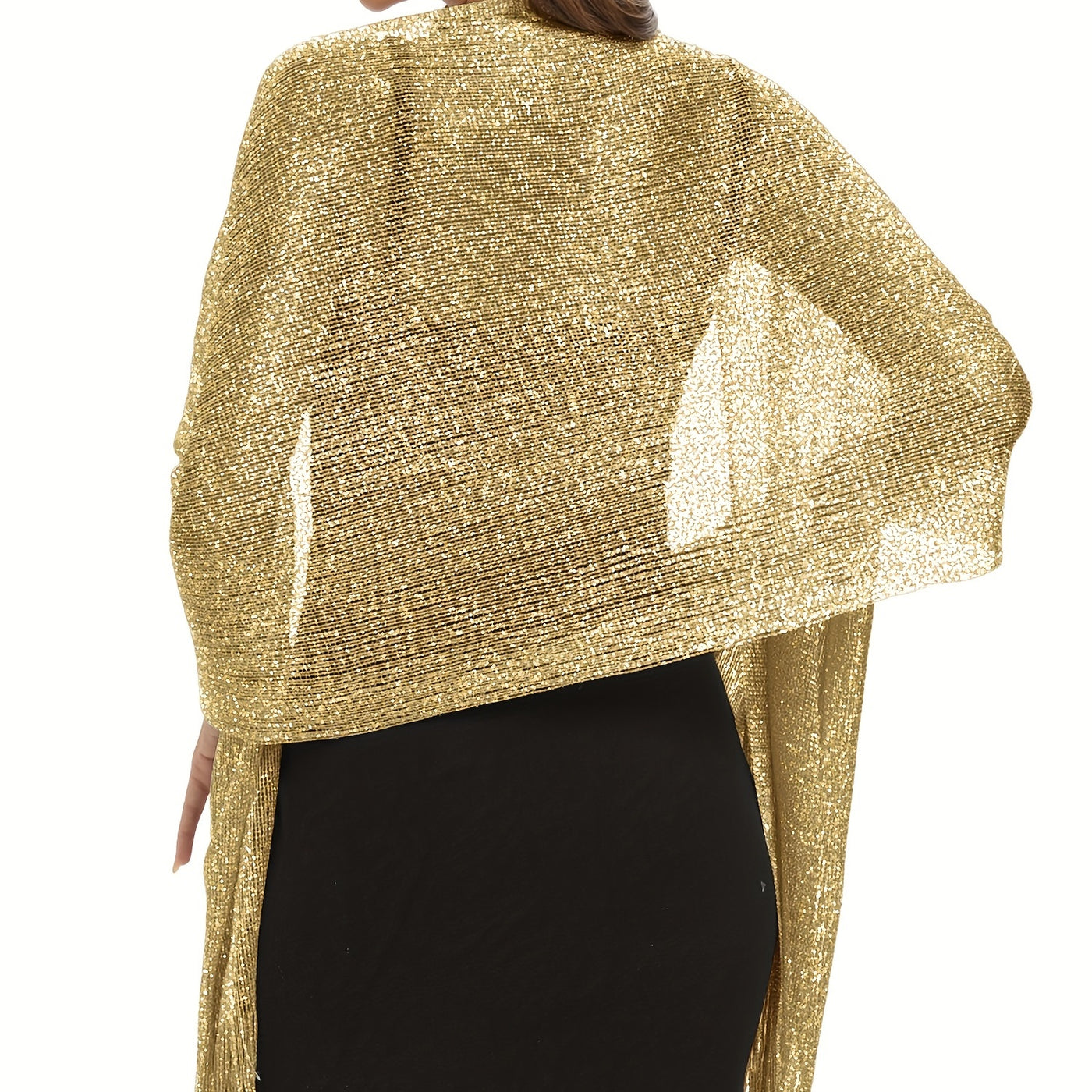 Sparkling Metallic Shawl – Tassel Wrap with Buckle - Lunavitae