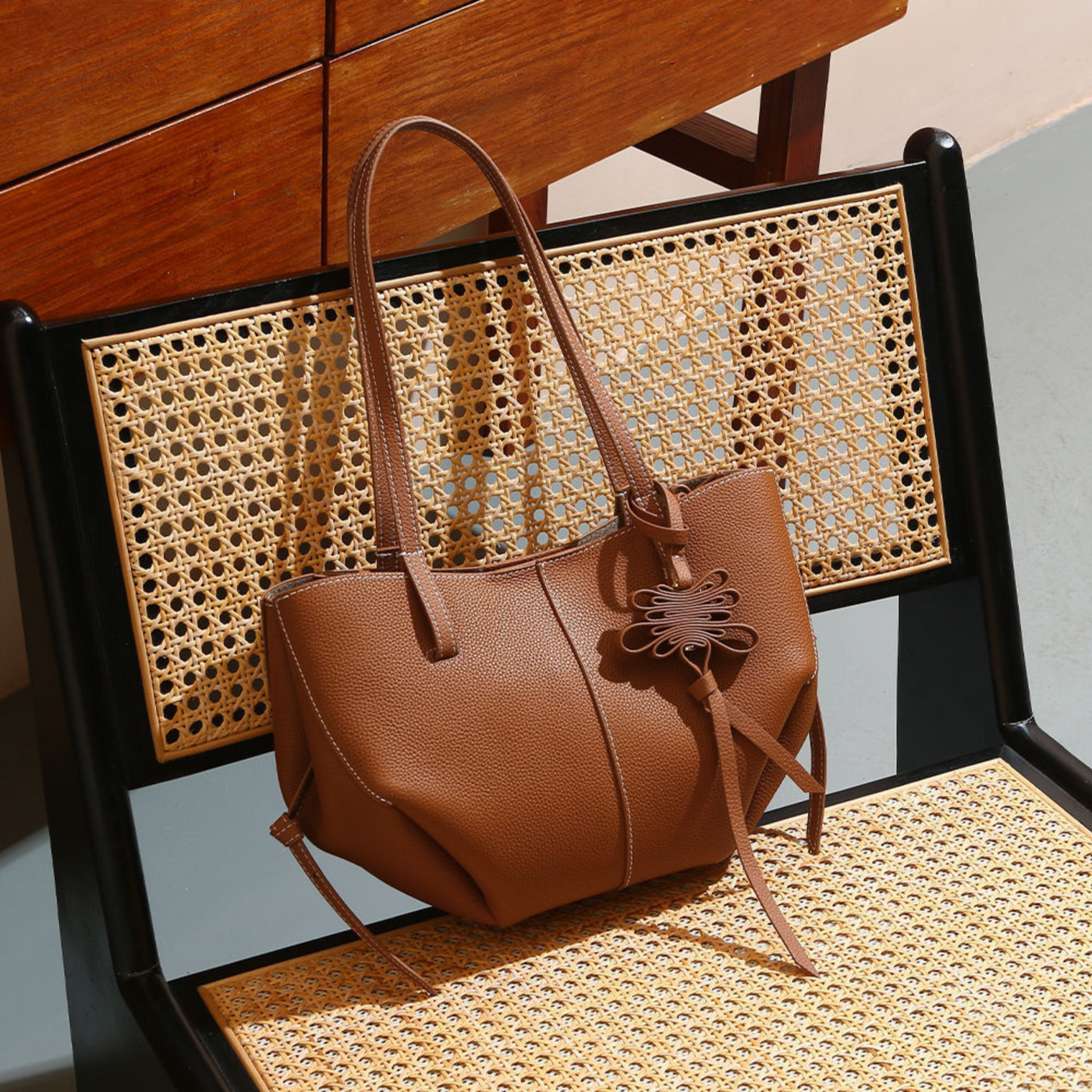 Textured Soft Leather Shoulder Bag