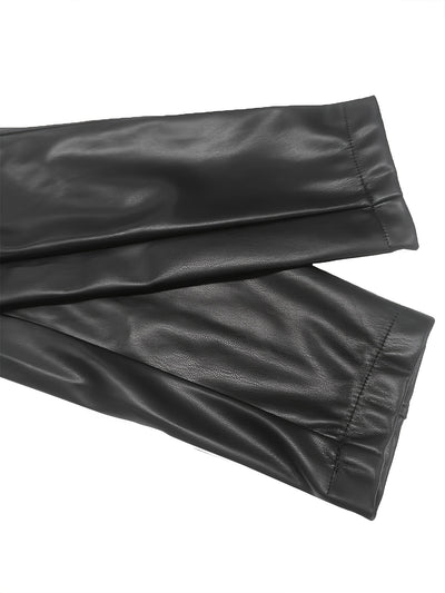 Elegant Black PU Jacket – Chic Fall/Winter Style - Lunavitae