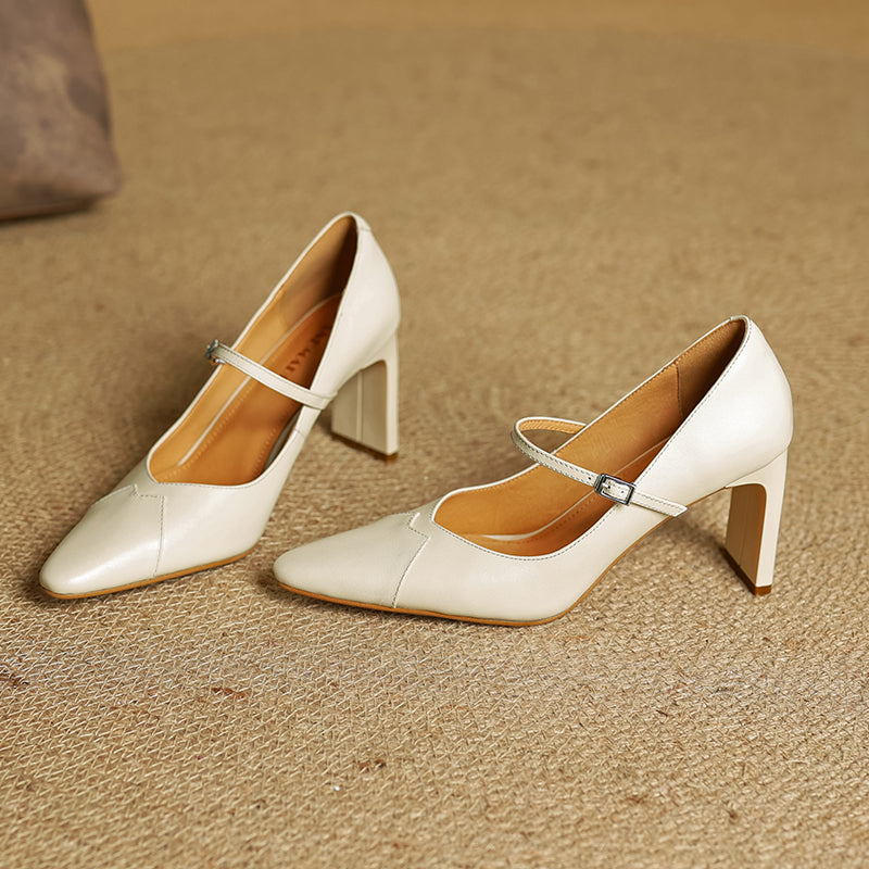 Emily Genuine Leather Heels - Lunavitae