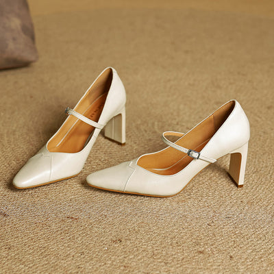 Emily Genuine Leather Heels - Lunavitae