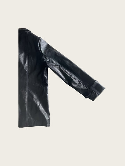 Black Faux Leather Jacket – Glossy Chic All-Season - Lunavitae