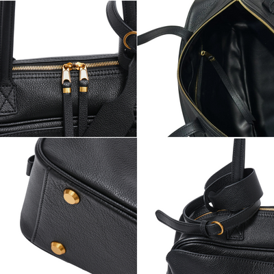 Top-Layer Leather Bowling Shoulder Bag