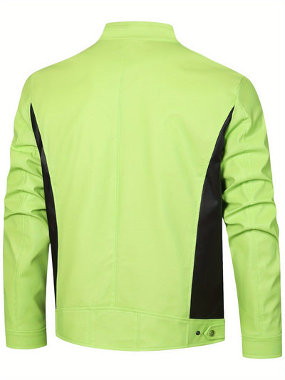 Men’s Stand Collar Windproof Motorcycle Jacket - Lunavitae