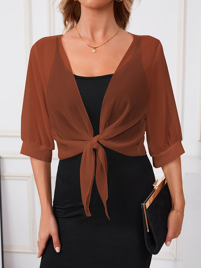 Sheer Tie-Front Shawl – Lightweight & Elegant Wrap - Lunavitae