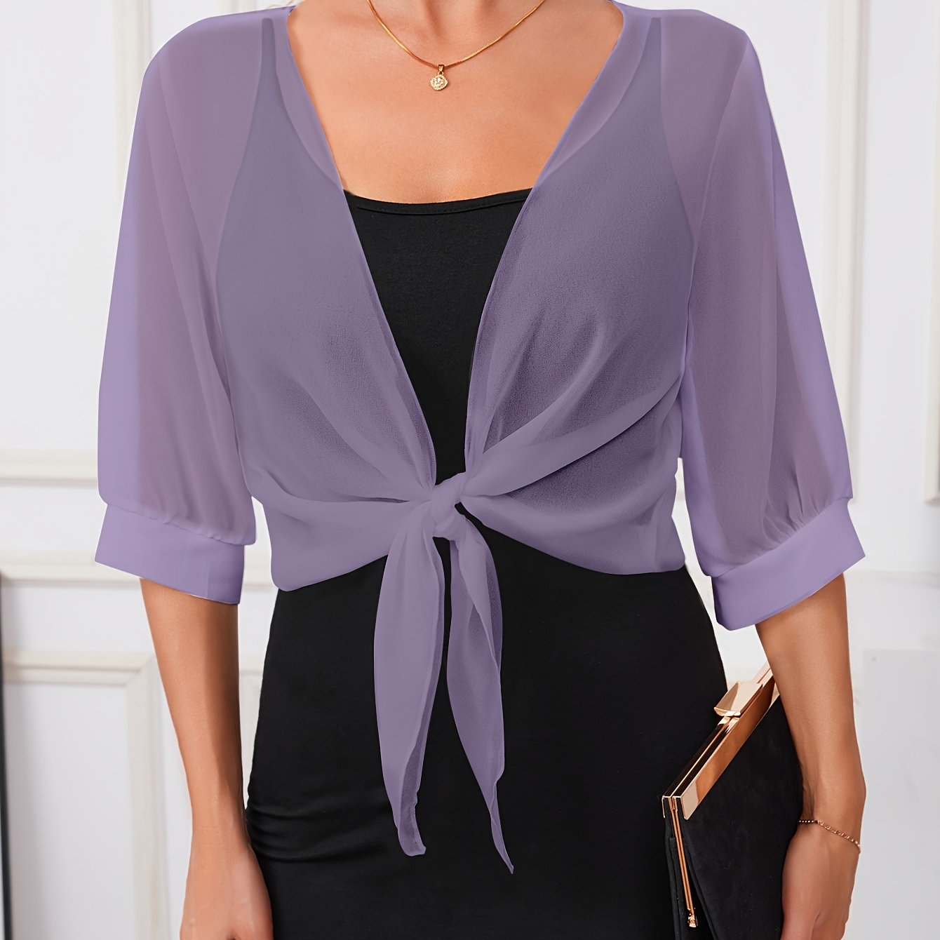 Sheer Tie-Front Shawl – Lightweight & Elegant Wrap - Lunavitae