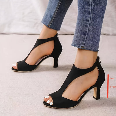 Peep Toe Kitten Heels – Back Zip, Summer Style - Lunavitae