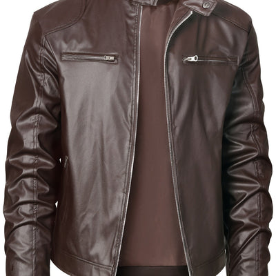 Men’s Stand Collar Windproof Motorcycle Jacket - Lunavitae