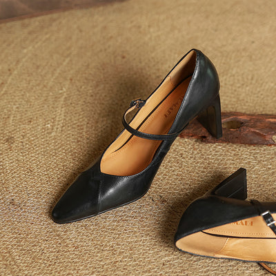 Emily Genuine Leather Heels - Lunavitae