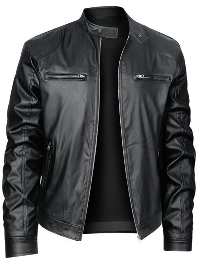 Men’s Stand Collar Windproof Motorcycle Jacket - Lunavitae