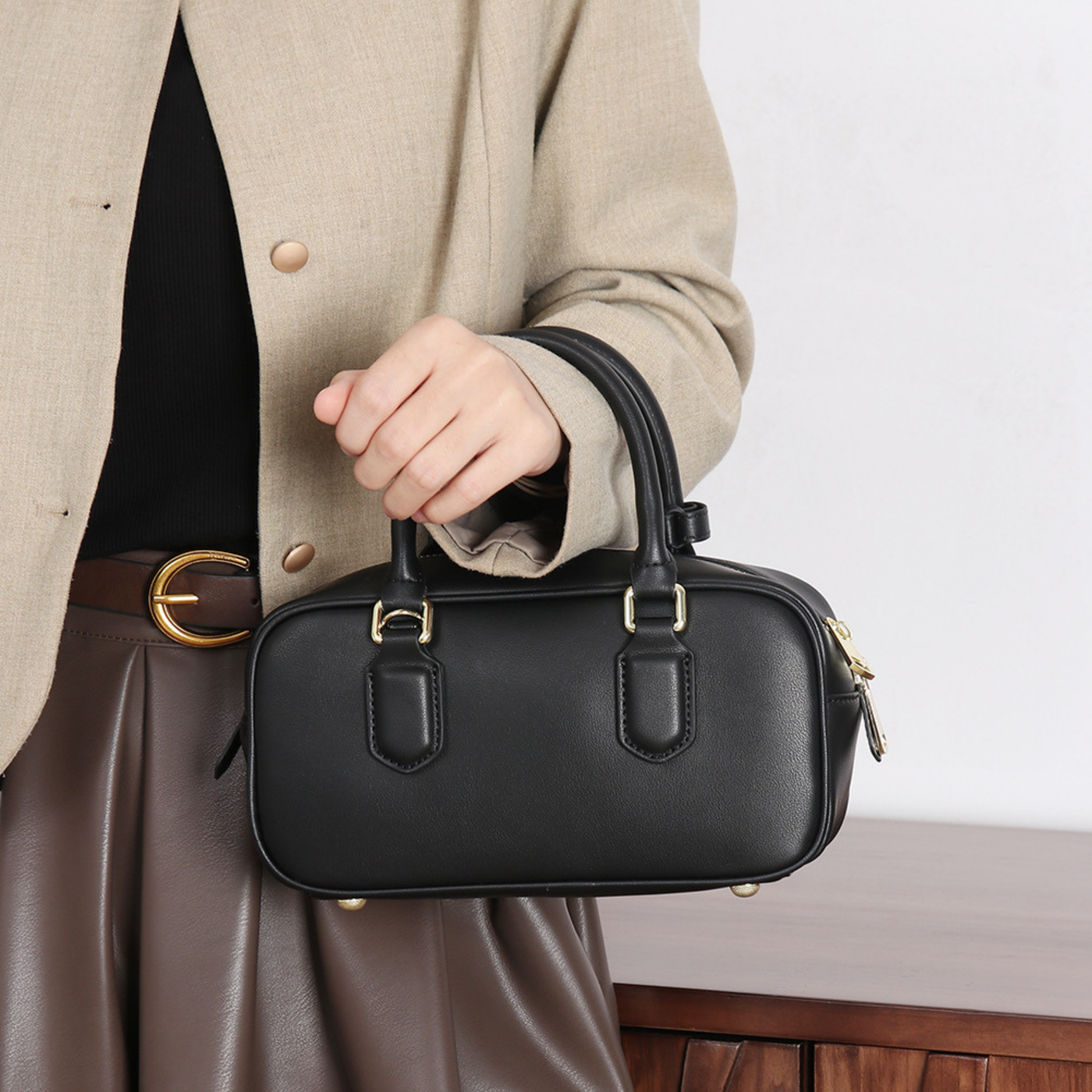Soft Leather Top Handle Bag
