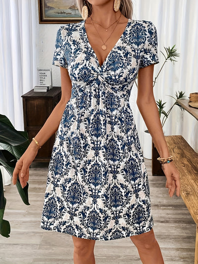 Leopard Print Midi Dress – Twist Front, V-Neck - Lunavitae