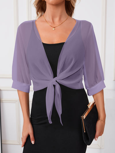Sheer Tie-Front Shawl – Lightweight & Elegant Wrap - Lunavitae