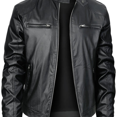 Men’s Stand Collar Windproof Motorcycle Jacket - Lunavitae