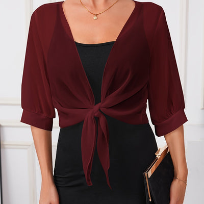 Sheer Tie-Front Shawl – Lightweight & Elegant Wrap - Lunavitae