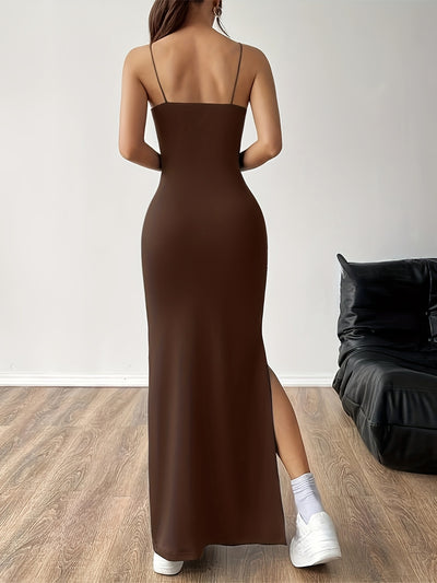 Split Thigh Cami Dress – Backless & Sleeveless - Lunavitae