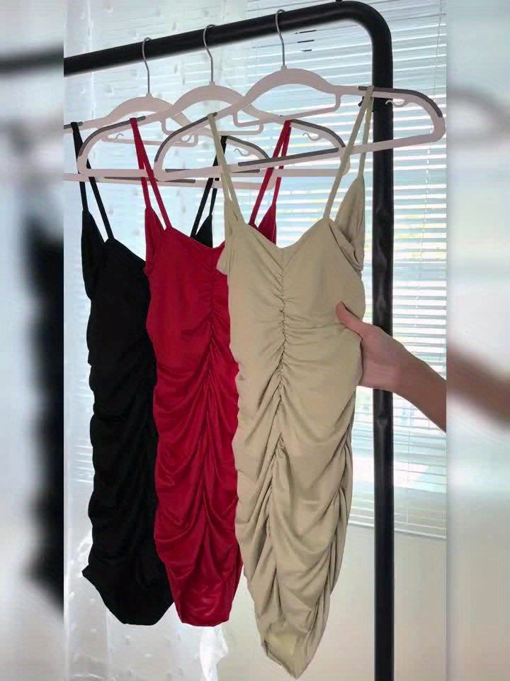 V-Neck Spaghetti Strap Mini Dress – Ruched & Sexy - Lunavitae