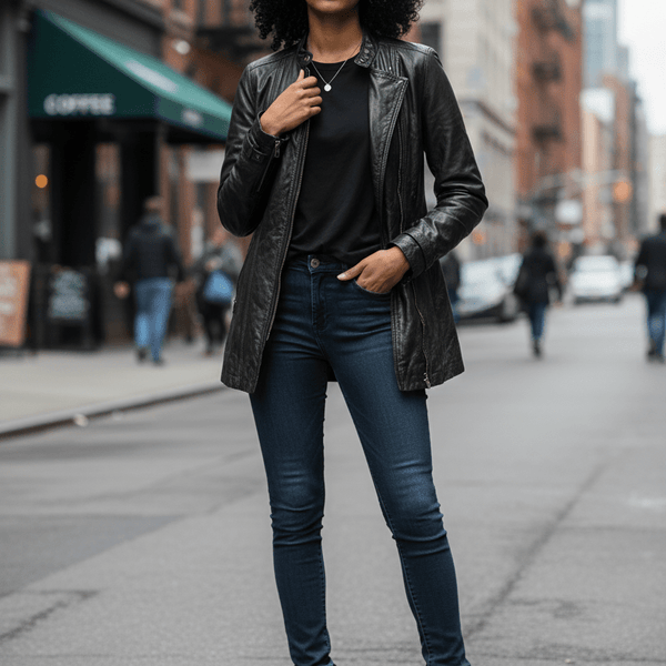 Womens Black Faux Leather Jacket – Glossy Chic All-Season