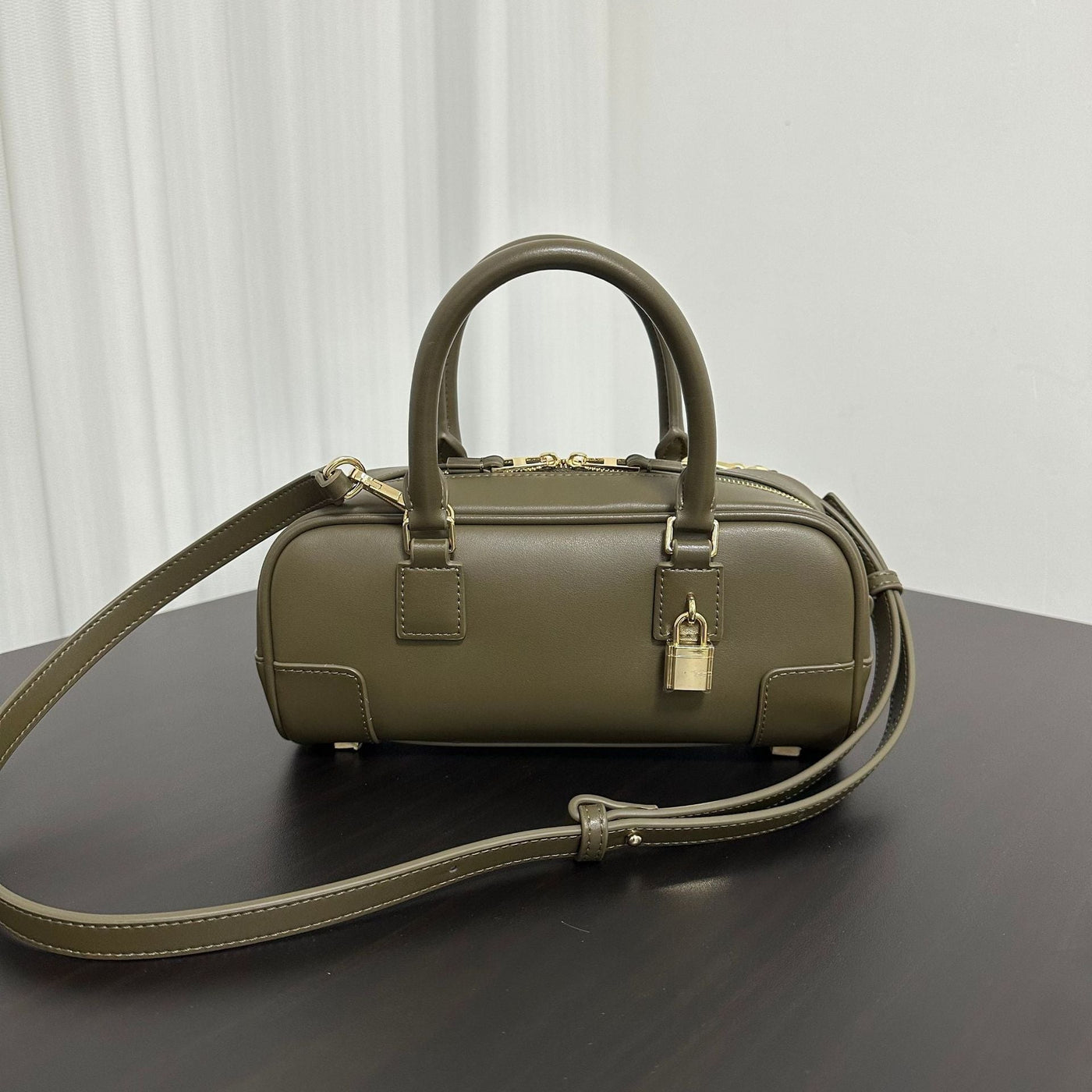 Compact Soft-Grain Leather Top Handle Bag