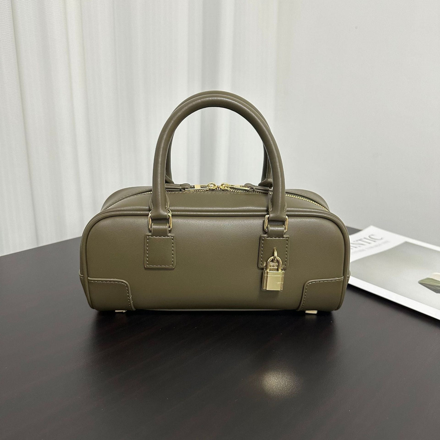 Compact Soft-Grain Leather Top Handle Bag