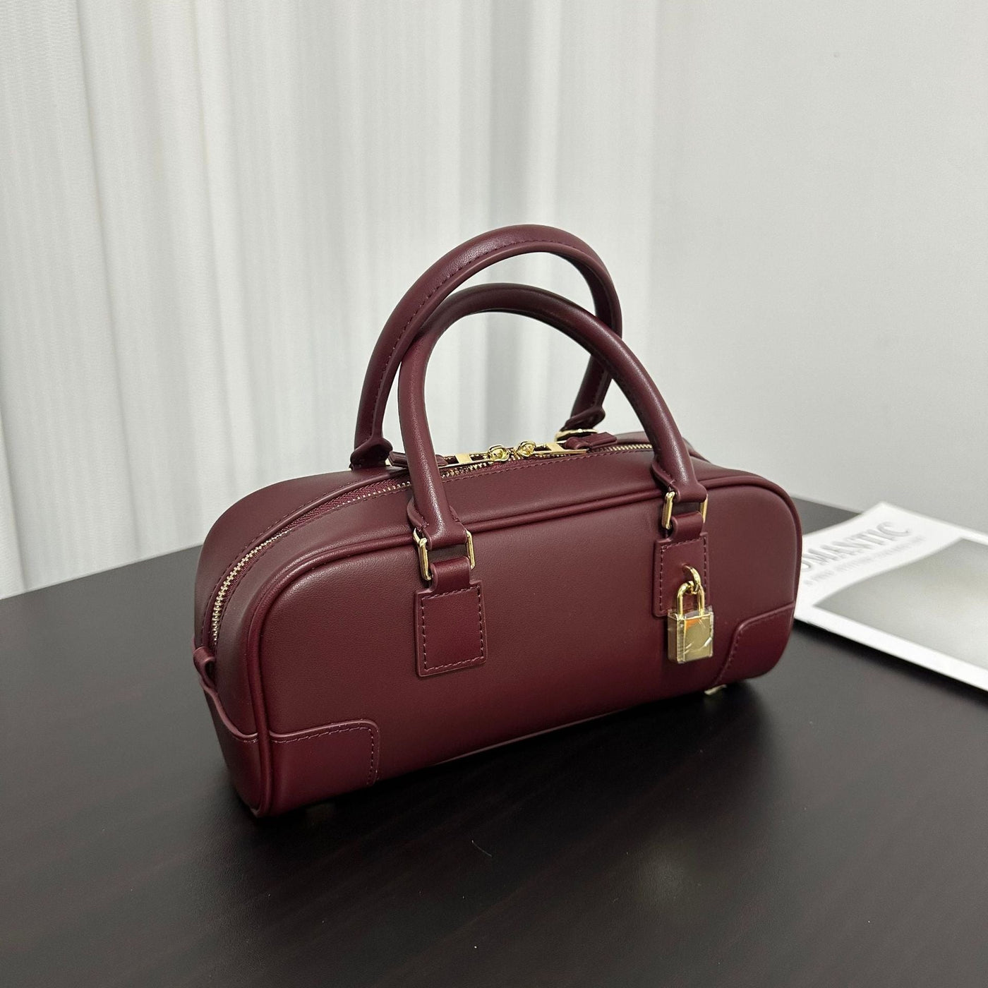 Compact Soft-Grain Leather Top Handle Bag