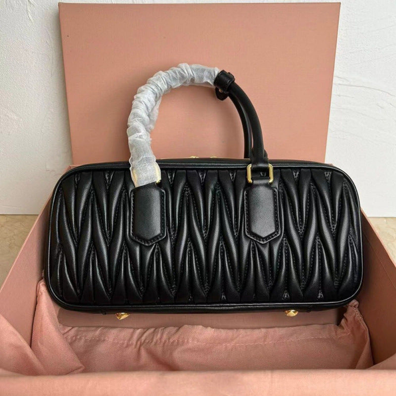 Quilted Soft Leather Top-Handle Bag