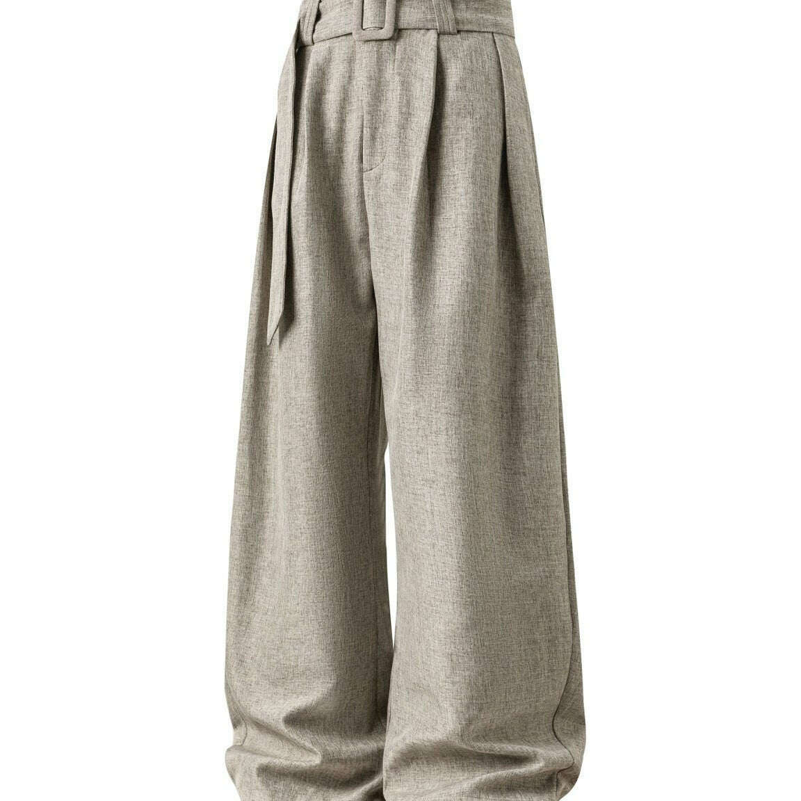 Womens Wool-Blend Wide-Leg Trousers Beige