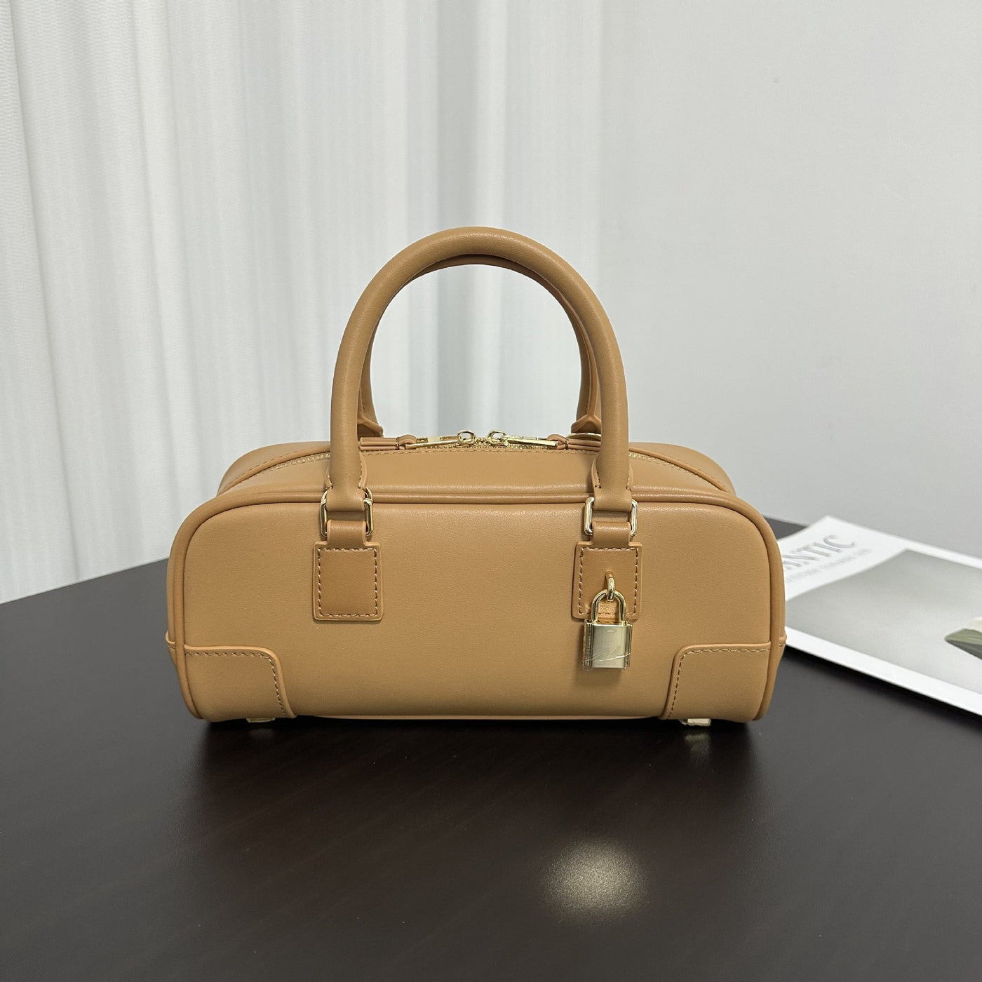 Compact Soft-Grain Leather Top Handle Bag