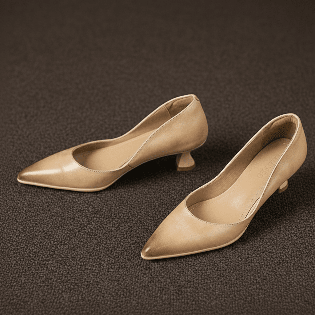 Womens Elyia Genuine Leather Heels Beige