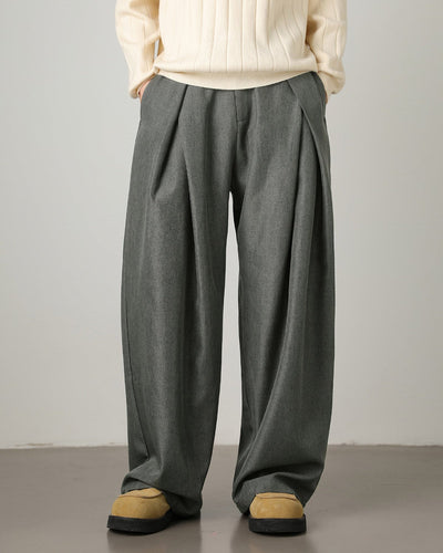 Wide-Leg Pleated Trousers