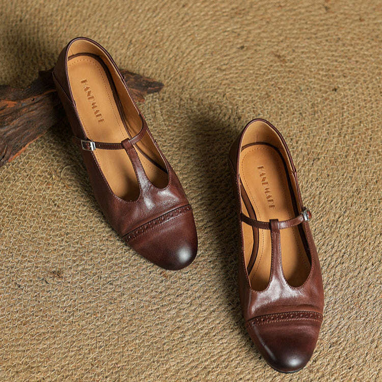 Womens Graneth Genuine Leather Flats