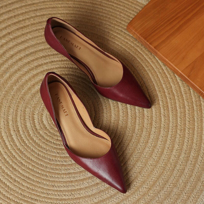 Womens Carlen Genuine Leather Heels Maroon