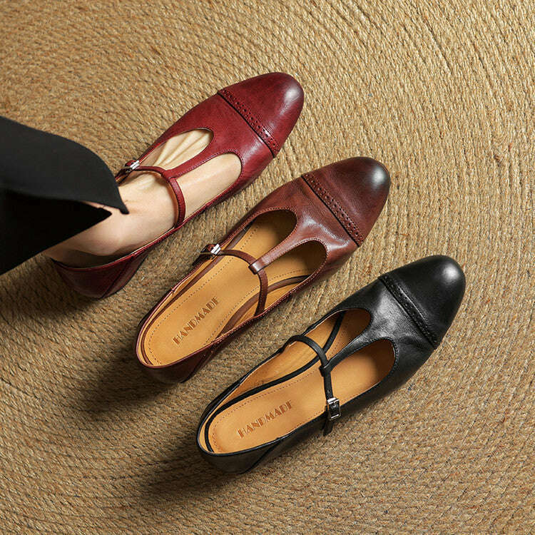 Womens Graneth Genuine Leather Flats