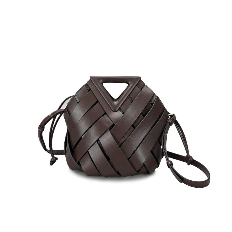 Woven-Style Leather Basket Bag
