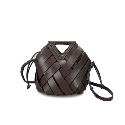 Woven-Style Leather Basket Bag