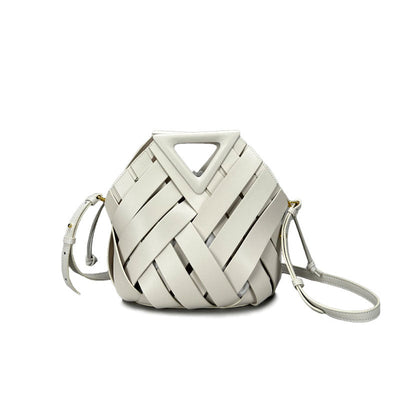 Woven-Style Leather Basket Bag