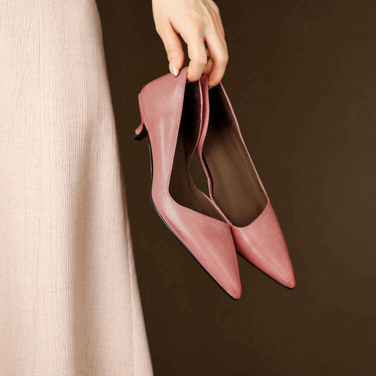 Womens Vienna Genuine Leather Heels Pink