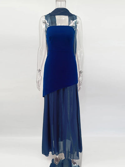 Women’s Strapless Mesh Dress – Ribbon Detail, Beach Style - Lunavitae