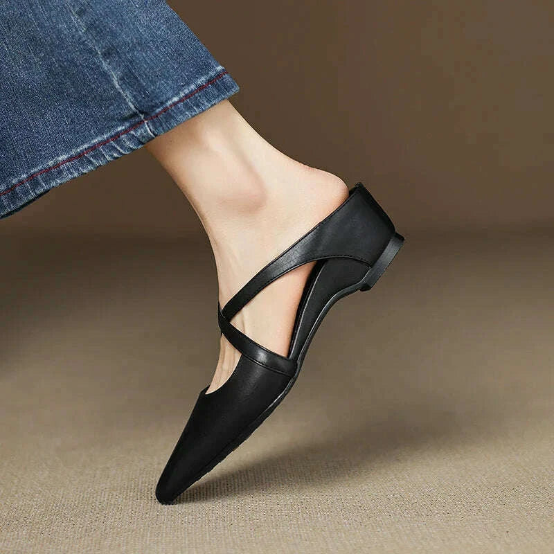 Womens Aluna Genuine Leather Mules